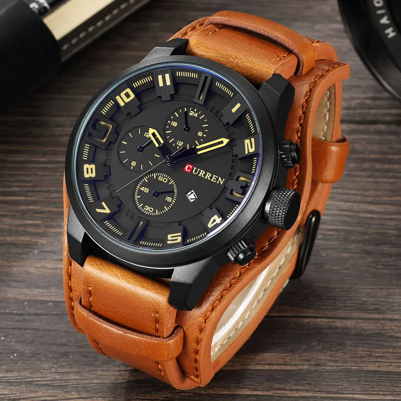 Relogio_Masculino_de_Couro_Curren_Oficial_Preto_Amarelo