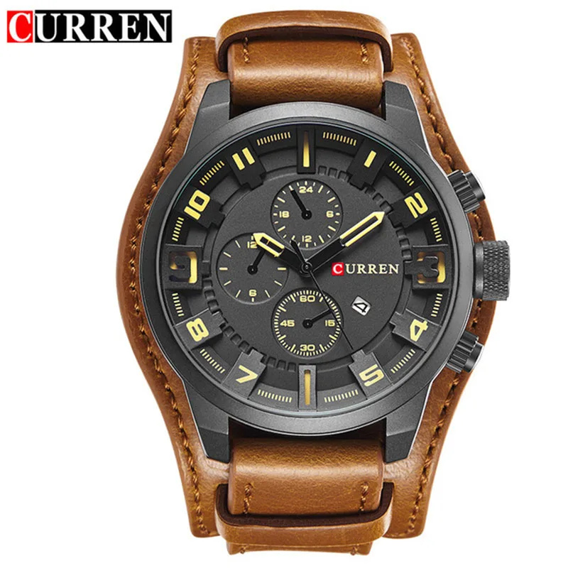 Relogio_Masculino_de_Couro_Curren_Oficial_Preto_Amarelo