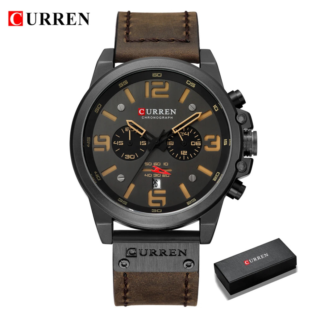 Relogio de Luxo Masculino Curren Oficial de Couro